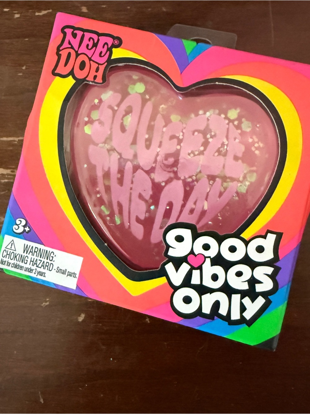 NeeDoh Good Vibes Only Heart Squeeze “squeeze the day” Pink